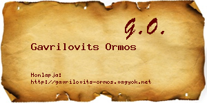 Gavrilovits Ormos névjegykártya